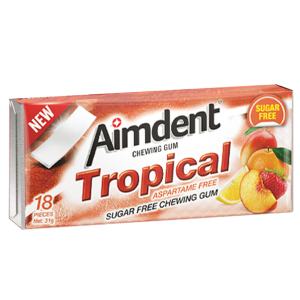 Aimdent Tropical Sugar Free Chewing Gum - 18 Pcs