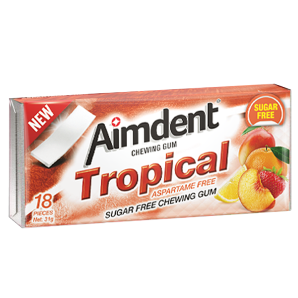 Aimdent Tropical Sugar Free Chewing Gum - 18 Pcs