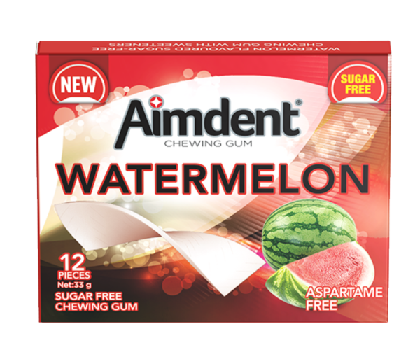 Aimdent Watermelon Sugar Free Chewing Gum - 12 Pcs